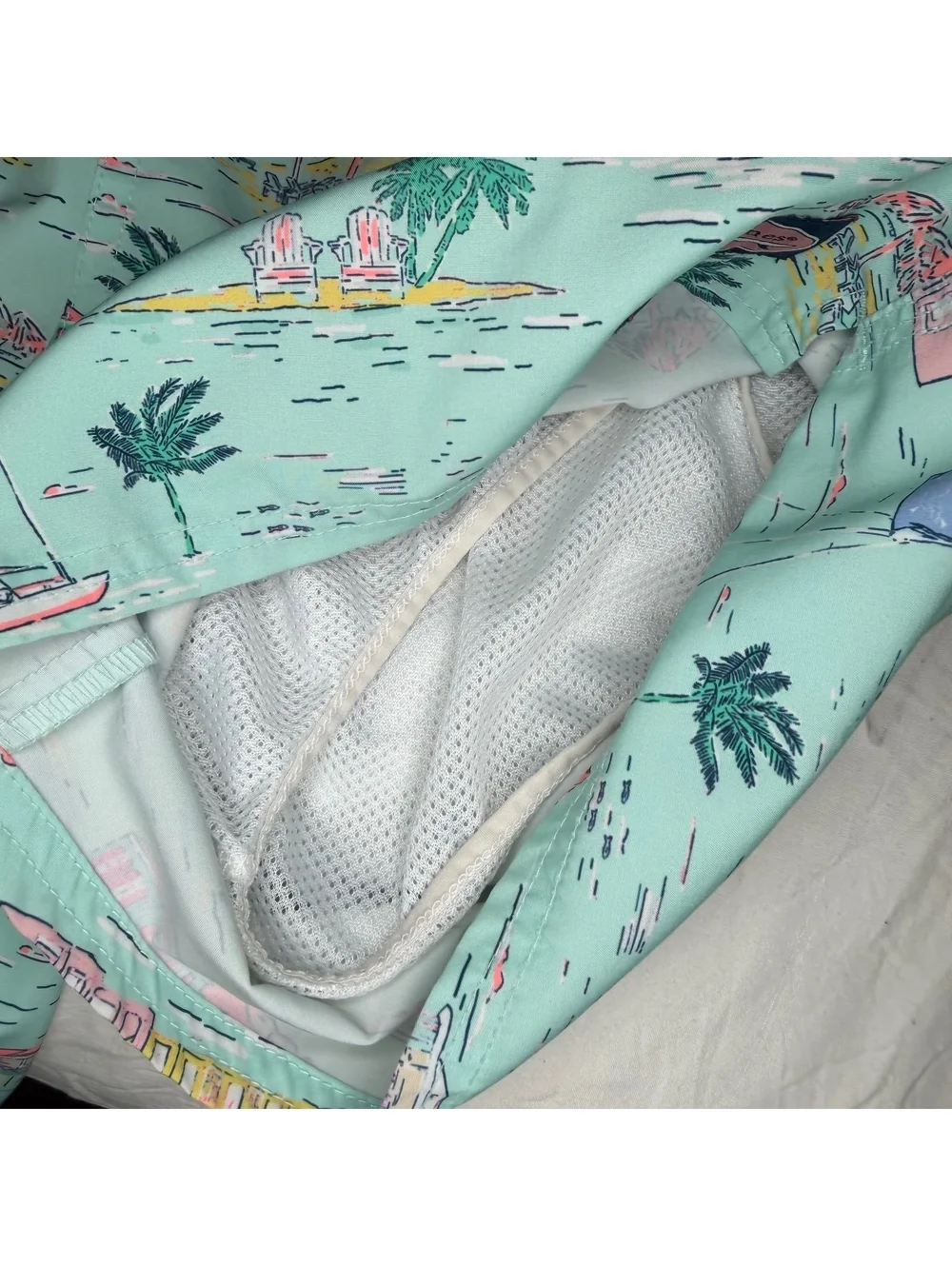 Vineyard Vines Chappy Swim Trunks Tropical Beach Youth Large Teal Lined
